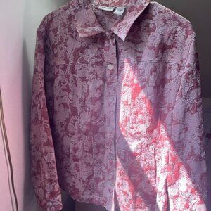 Chico's Coral Pink Textured Jacquard Jacket